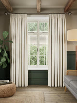John Lewis Linen Look Pair Lined Pencil Pleat Curtains 228 x 137cm - Cream