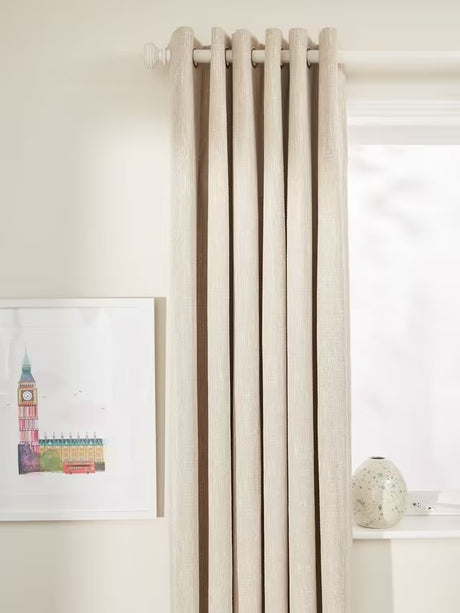 John Lewis Boucle Blackout Lined Eyelet Curtains Natural White W228 x 137cm