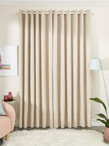 John Lewis Boucle Pair Blackout Eyelet Curtains 228 x 228cm - Natural White