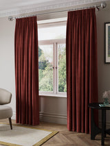 John Lewis Matte Velvet Blackout Lined Pencil Pleat Curtains Red 228 x 228cm