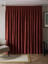 John Lewis Matte Velvet Blackout Lined Pencil Pleat Curtains Red 228 x 228cm