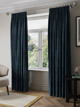 John Lewis Matte Velvet Blackout Curtains Navy Pencil Pleat  228 x 228cm