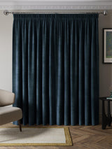 John Lewis Matte Velvet Blackout Curtains Navy Pencil Pleat  228 x 274cm