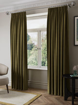 John Lewis Matte Velvet Blackout Pencil Pleat Curtains 228 x 228 Dark khaki