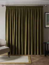 John Lewis Matte Velvet Blackout Pencil Pleat Curtains 228 x 228 Dark khaki
