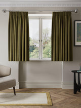 John Lewis Matte Velvet Blackout Pencil Pleat Curtains 228 x 228 Dark khaki