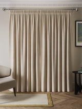 John Lewis Matte Velvet Blackout Pencil Pleat Curtains W167 x 228cm Natural