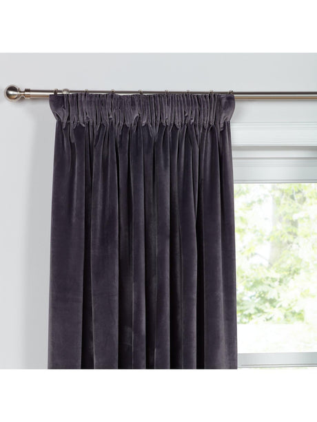 John Lewis Velvet Pair Lined Pencil Pleat Curtains W167 x Drop 274cm - Steel