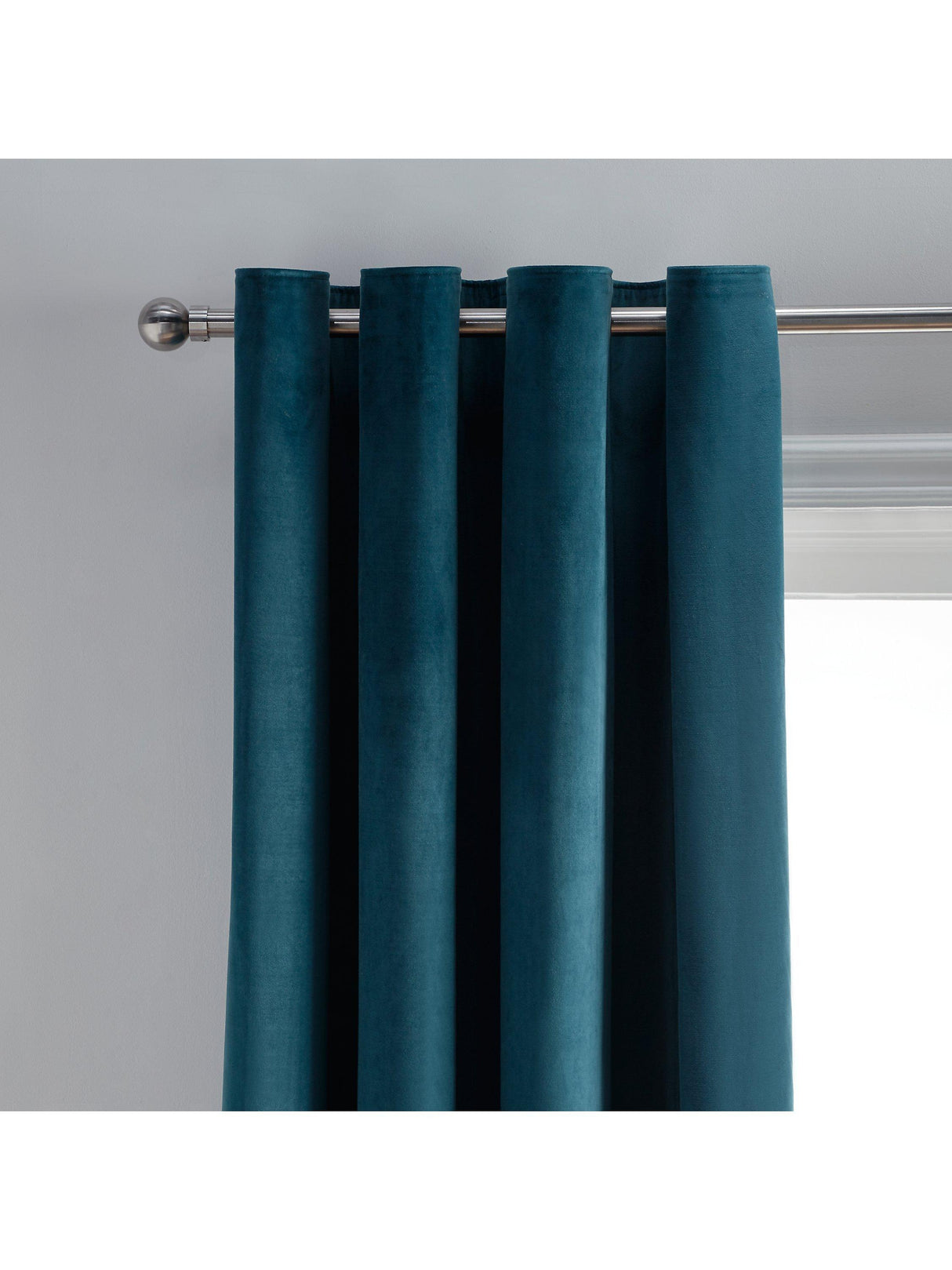 John Lewis Soft Velvet Pair Lined Eyelet Curtains W167 x Drop 182cm - Teal