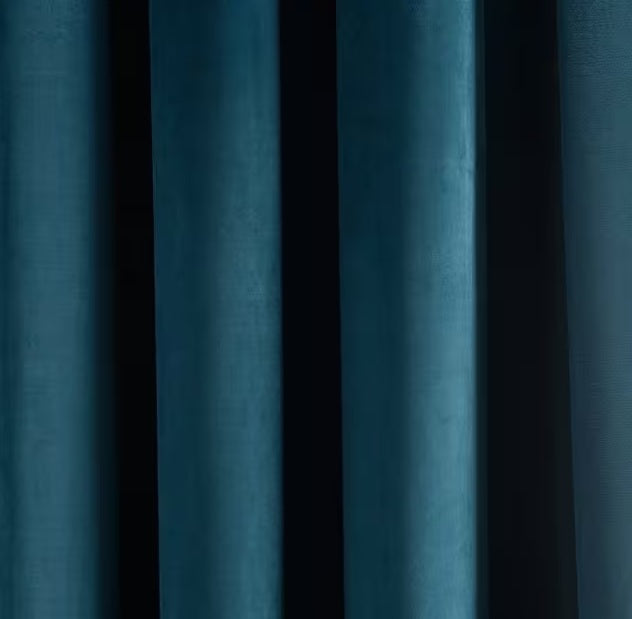 John Lewis Polyester Velvet Pair Lined Eyelet Curtains W228 x D182cm - Teal