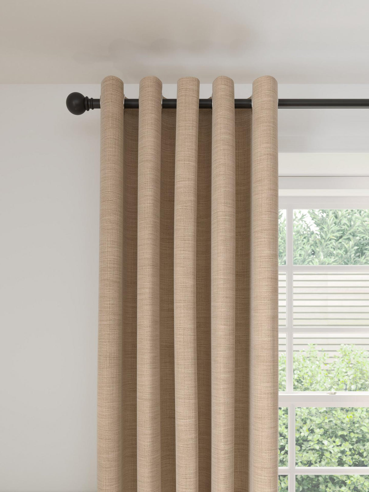 John Lewis Chenille Blackout Eyelet Curtains W228 x D182cm - Warm Natural
