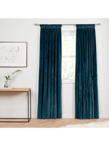 John Lewis Velvet Pair Lined Pencil Pleat Curtains W228 x Drop 137cm - Teal