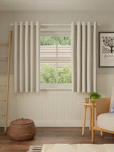 John Lewis Textured Pair Lined Eyelet Curtains W228 x D182cm - Marshmallow