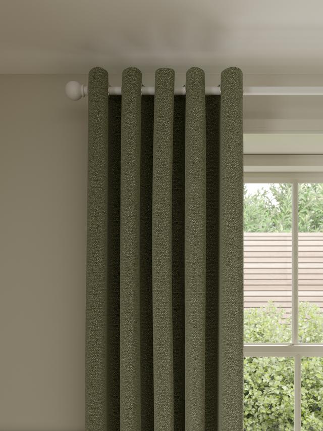 John Lewis Textured Boucle Lined Eyelet Curtains - Pale Avocado 228 x 137cm