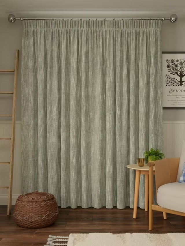 John Lewis Brushed Blackout Lined Pencil Pleat Curtains W167 x D182cm Green
