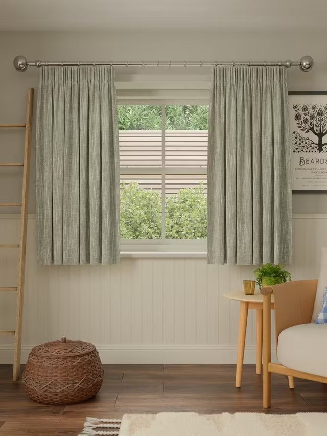 John Lewis Brushed Blackout Lined Pencil Pleat Curtains W167 x D182cm Green