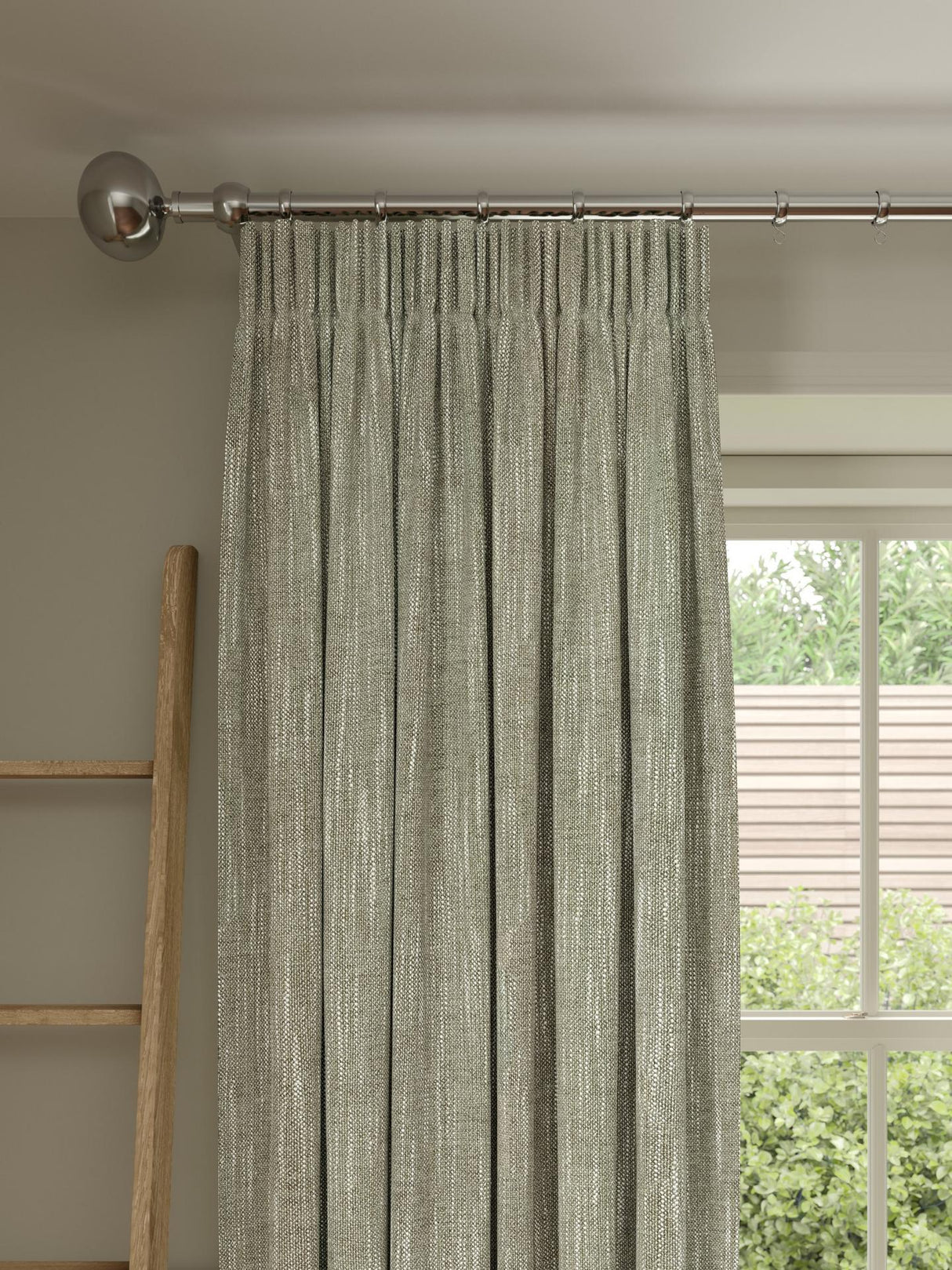John Lewis Brushed Pair Blackout Pencil Pleat Curtains W167 x D228cm Avocado