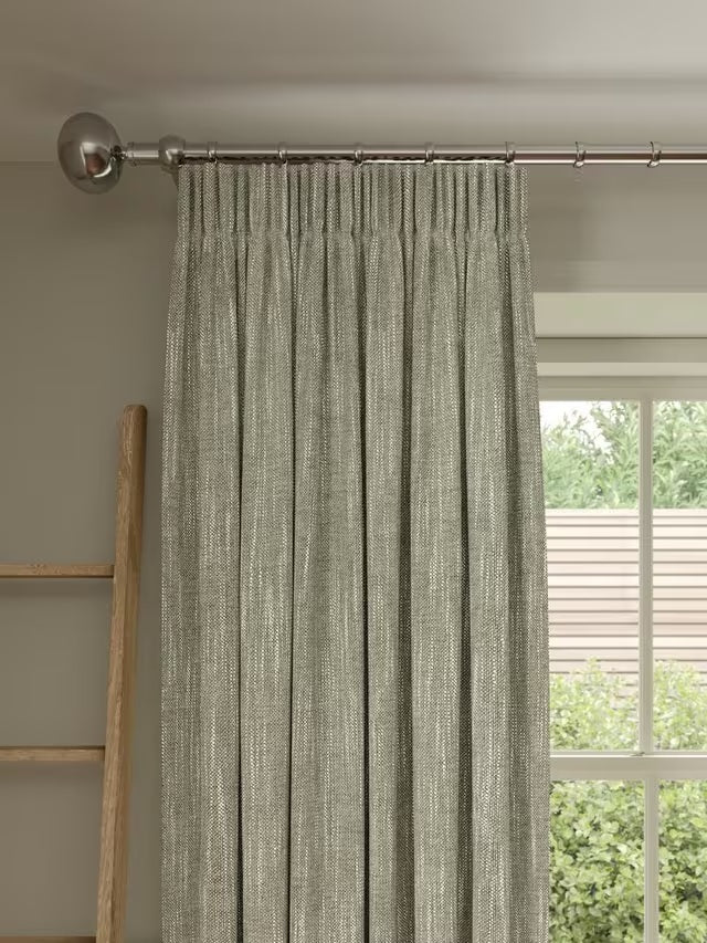 John Lewis Brushed Blackout Pencil Pleat Curtains W228 x D182cm - Avocado