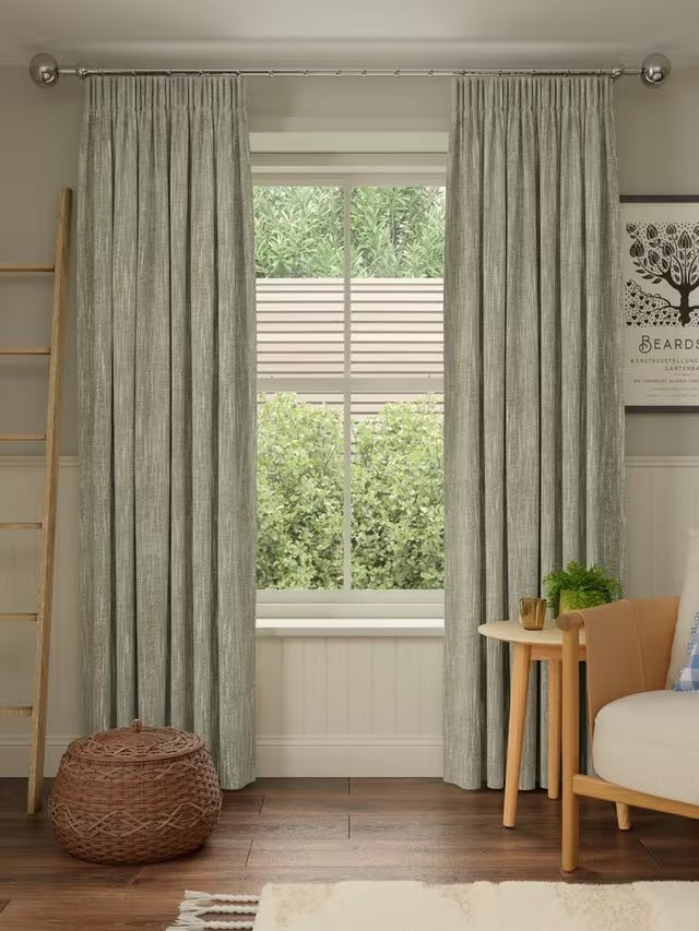John Lewis Blackout Lined Pencil Pleat Curtains Avocado Green - W228 x 228cm