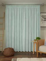 John Lewis Brushed Blackout Pencil Pleat Curtains W167 x D182cm - Duck Egg