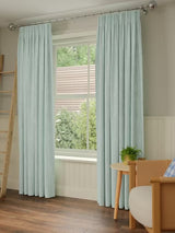 John Lewis Brushed Blackout Pencil Pleat Curtains W167 x D182cm - Duck Egg