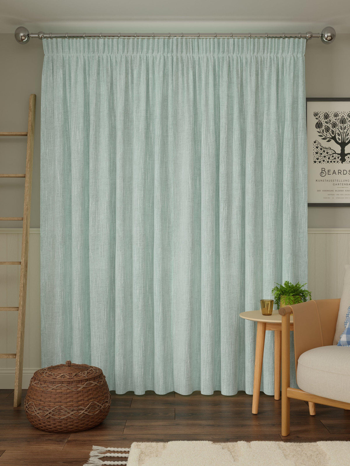 John Lewis Brushed Blackout Pencil Pleat Curtains 228 x 228cm Duck Egg Blue