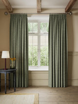 John Lewis Rustic Blackout Pencil Pleat Curtains 228 x 228cm - Laurel Green