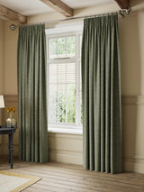 John Lewis Rustic Blackout Pencil Pleat Curtains 228 x 228cm - Laurel Green