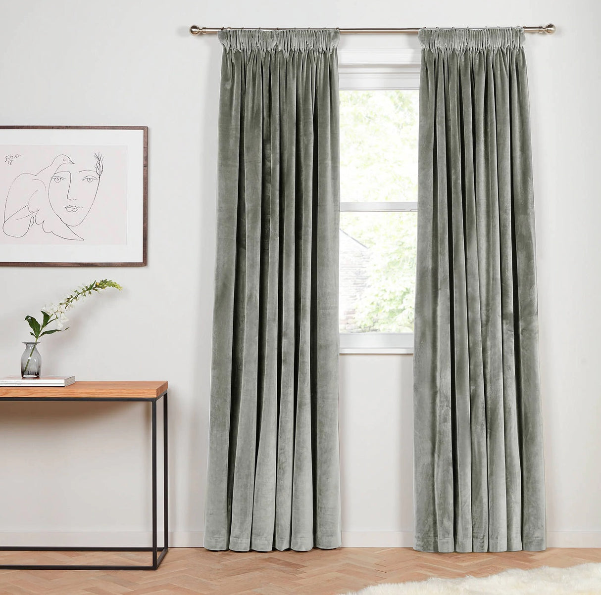 John Lewis Lustre Velvet Pair Lined Multiway Curtains 167 x 228cm - Silver