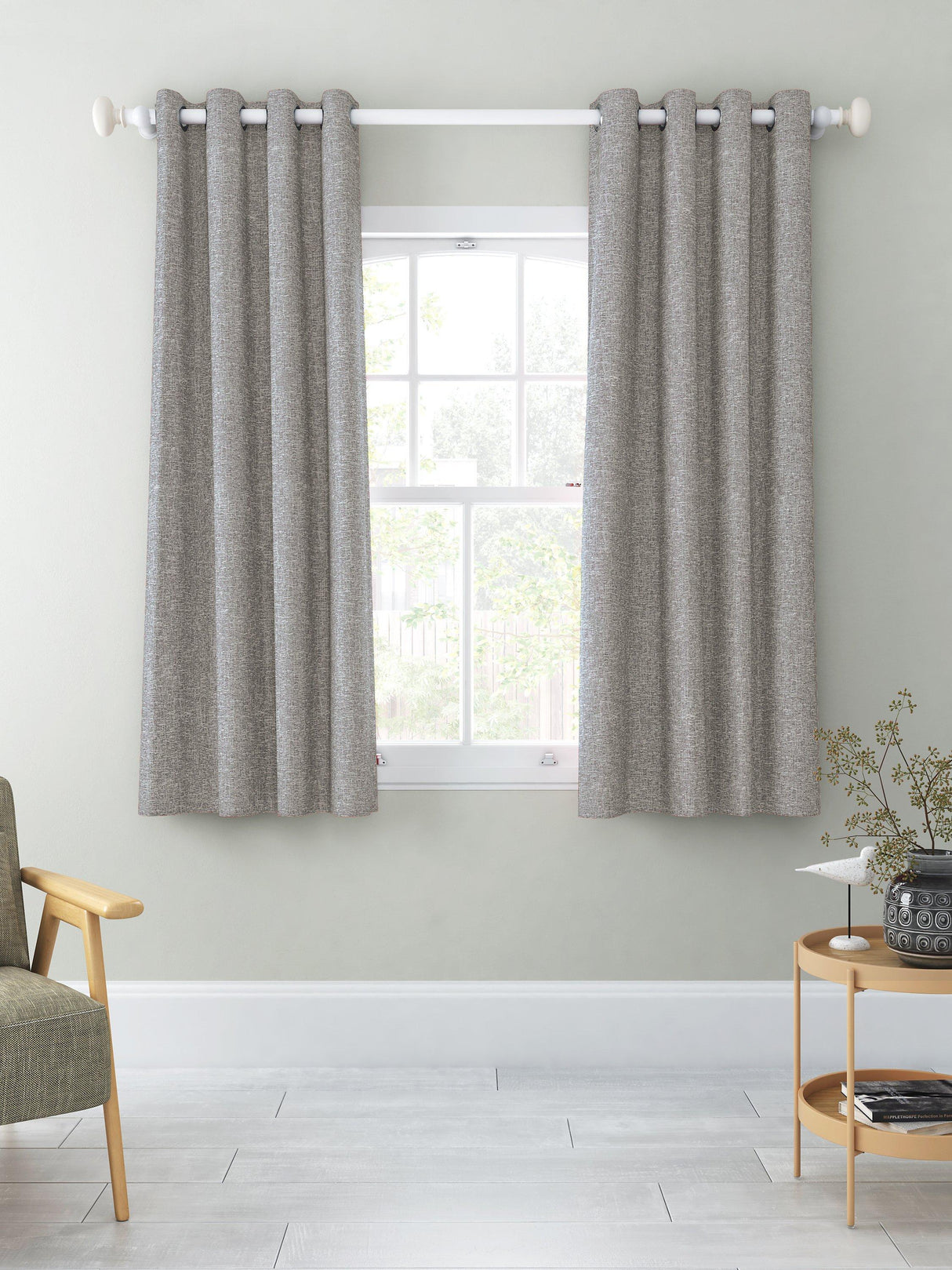 John Lewis Boucle Weave Blackout Eyelet Curtains W228 x D182cm - Pale Grey