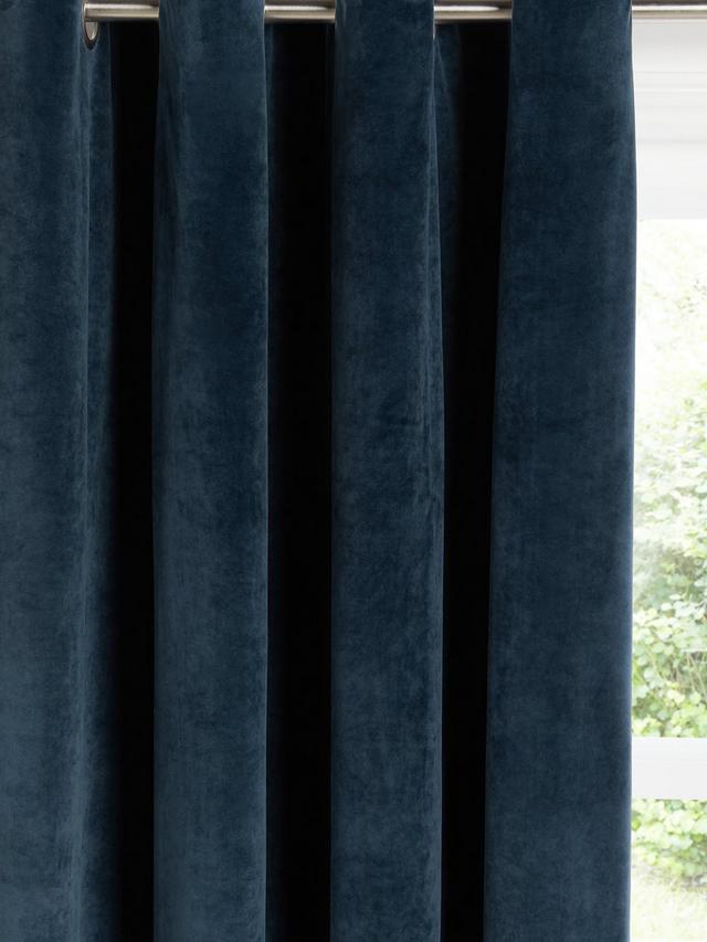 John Lewis Velvet Pair Lined Eyelet Curtains - Navy - W228 x Drop 274cm