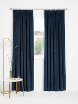 John Lewis Velvet Pair Lined Pencil Pleat Curtains W167 x Drop 182cm - Navy