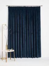 John Lewis Velvet Pair Lined Pencil Pleat Curtains W167 x Drop 182cm - Navy