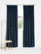 John Lewis Velvet Pair Lined Pencil Pleat Curtains W167 x D228cm - Navy