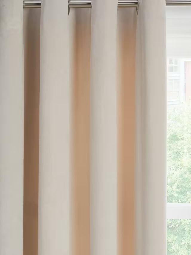 John Lewis Velvet Pair Lined Eyelet Curtains W167 x Drop 182cm - Champagne