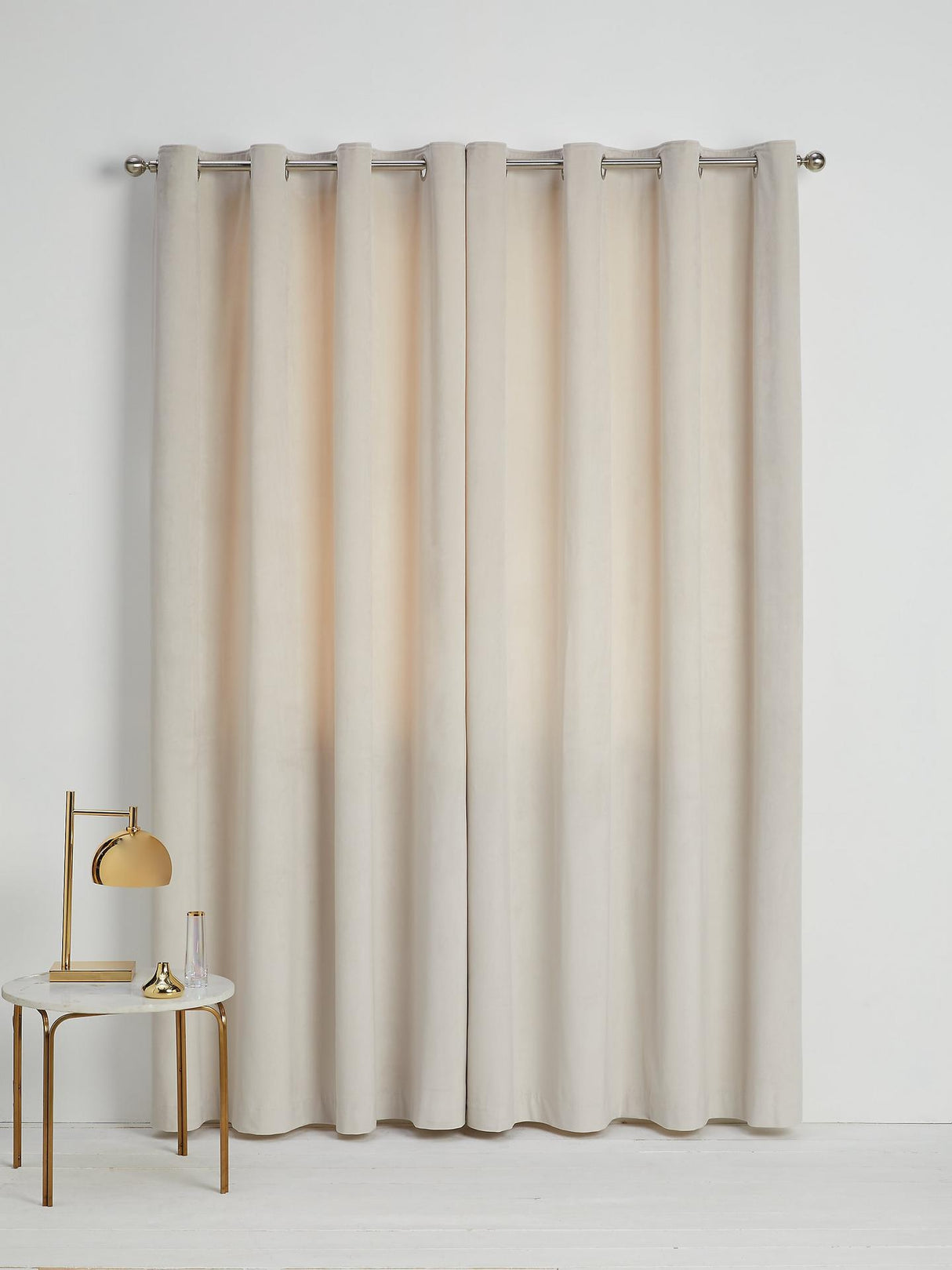 John Lewis Velvet Pair Lined Eyelet Curtains - Champagne - W228 x Drop 274cm