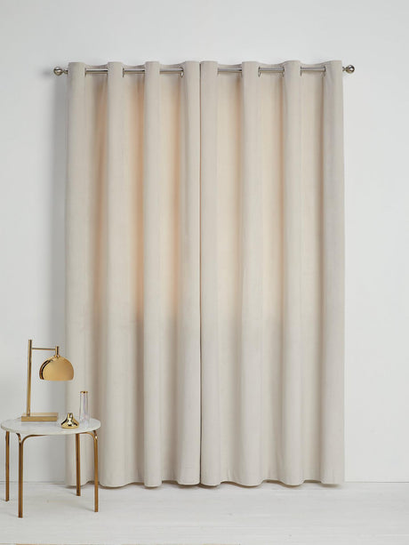John Lewis Velvet Pair Lined Eyelet Curtains - Champagne - W228 x Drop 274cm