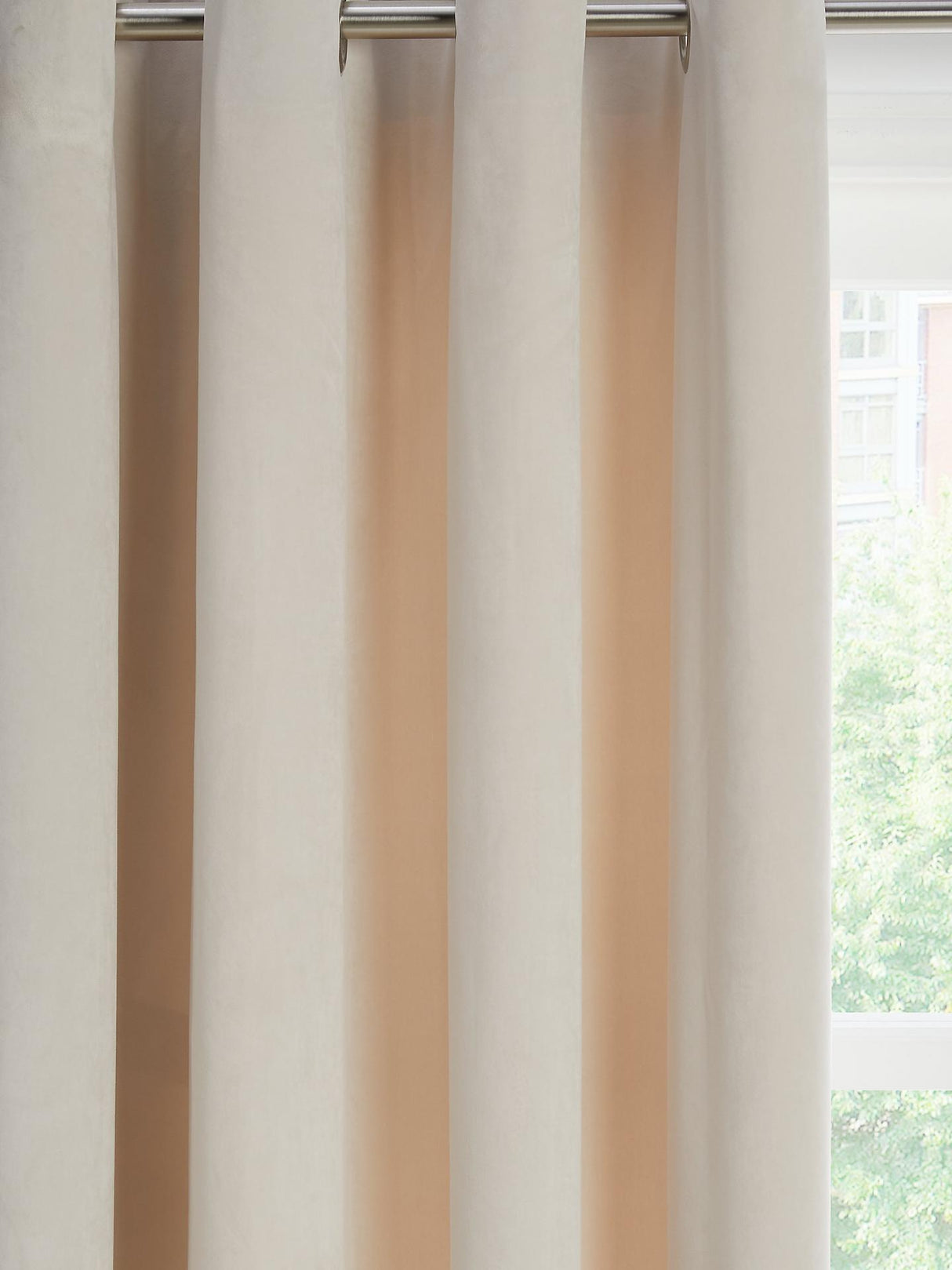 John Lewis Velvet Pair Lined Eyelet Curtains - Champagne - W228 x Drop 274cm