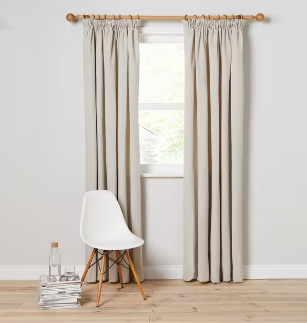 John Lewis Arlo Pair Lined Pencil Pleat Curtains W228 x Drop 228cm - Putty