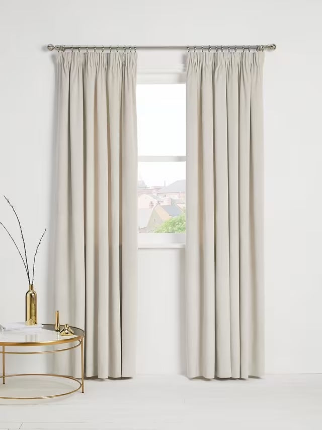 John Lewis Velvet Pair Lined Pencil Pleat Curtains W167 x D274cm - Champagne