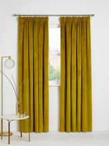 John Lewis Velvet Pair Lined Pencil Pleat Curtains W228 x Drop 182cm - Gold