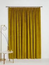 John Lewis Velvet Pair Lined Pencil Pleat Curtains - Gold W228 x Drop 228cm