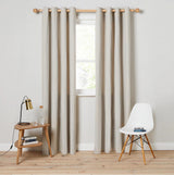 John Lewis Arlo Pair Lined Eyelet Curtains Putty - W228 x D228cm