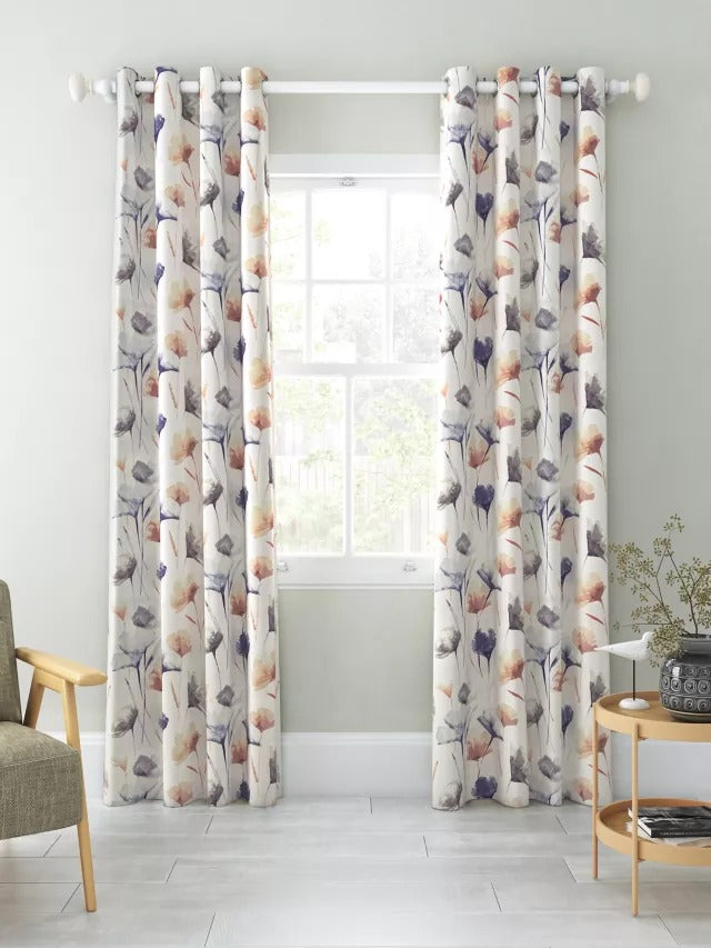 John Lewis Ginkgo Pair Thermal Lined Eyelet Curtains W167 x Drop 182cm Multi - Kazoop 