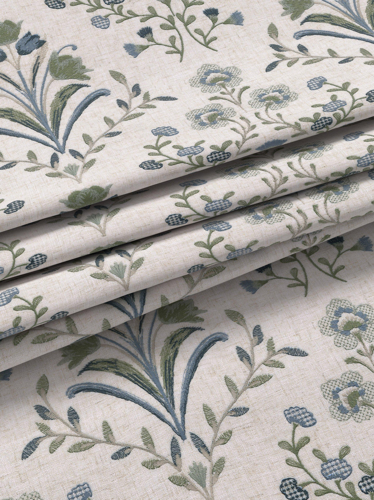 John Lewis Tulipa Embroidered Lined PencilPleat Curtains 228/228cm Lake Blue