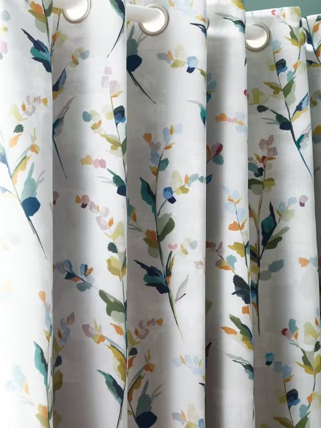 John Lewis Wildflower Blackout/Thermal Eyelet Curtains W117 x D228cm - Multi