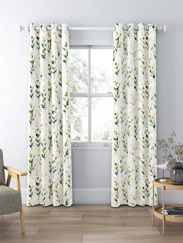 John Lewis Wildflower Blackout/Thermal Eyelet Curtains W117 x D228cm - Multi