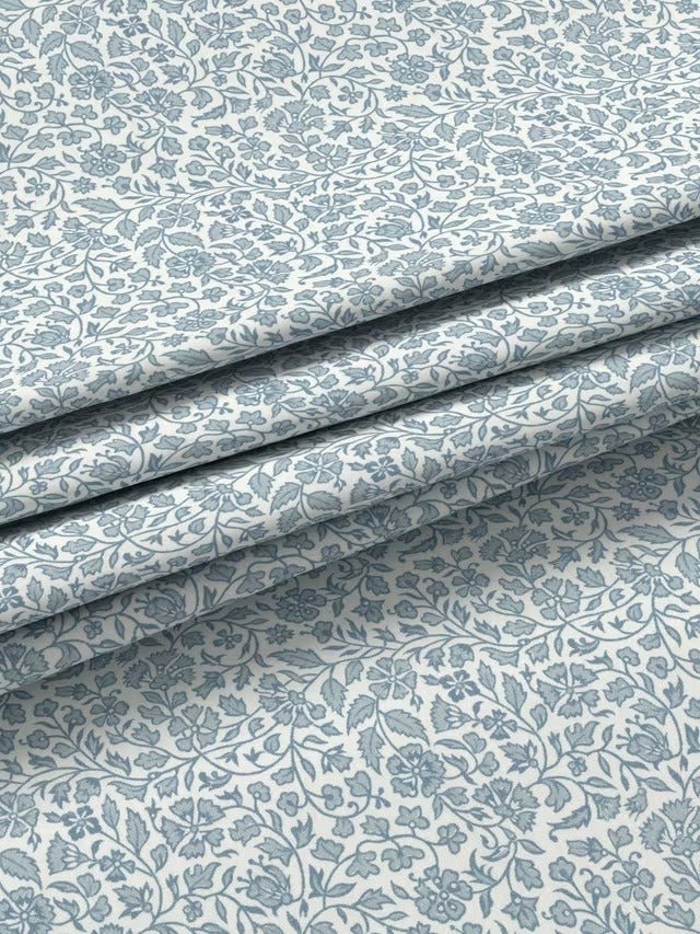 John Lewis Amara Print Blackout Pencil Pleat Curtains Ice Blue W167 x 228cm