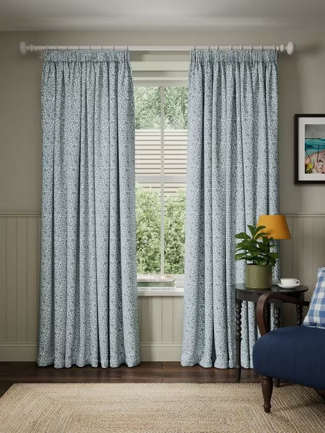John Lewis Amara Thermal Lined Pencil Pleat Curtains W228 x D182cm Ice Blue