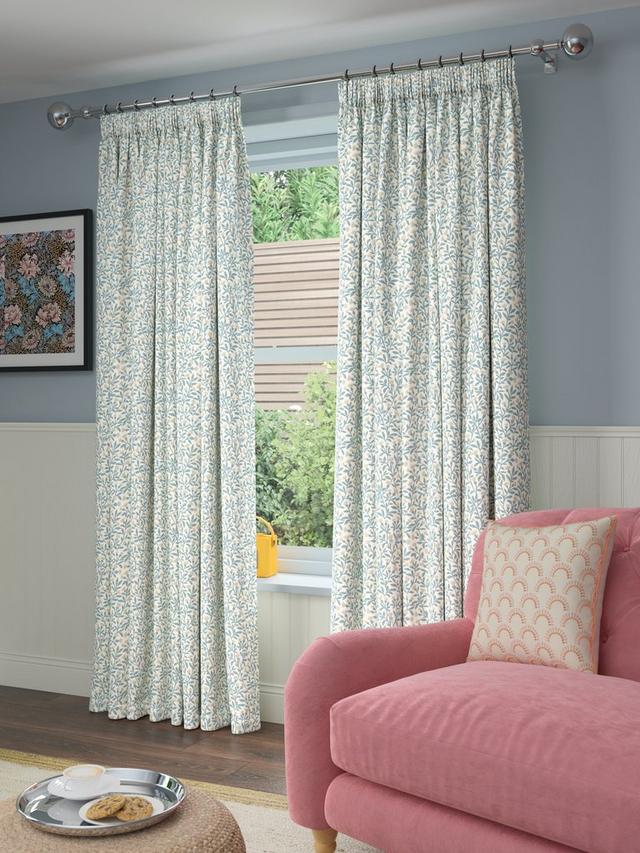 John Lewis Eloise Print Pair Blackout Line Pencil Pleat Curtains 167 x 228cm